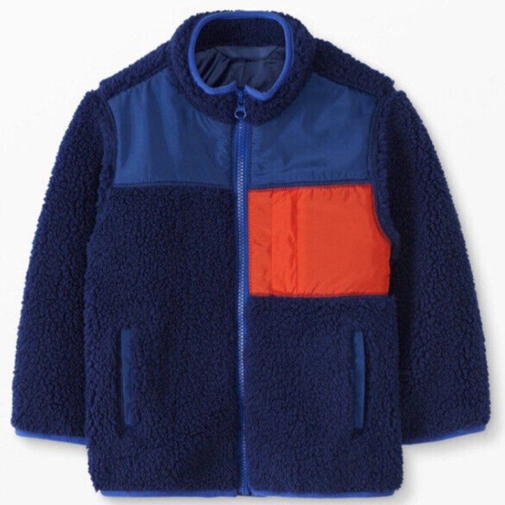 NWT Hanna Andersson Boys Faux Shearling Jacket Blue - US Size 12 (150) - NWT